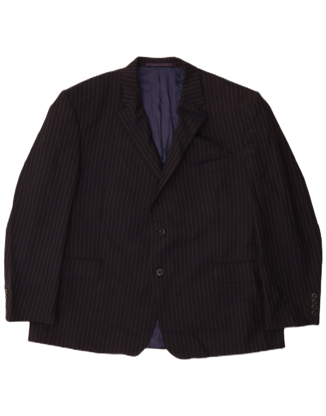 Jachetă pentru bărbați Marks & Spencer, cu 2 nasturi, Marea Britanie 48 4XL, bleumarin, cu dungi