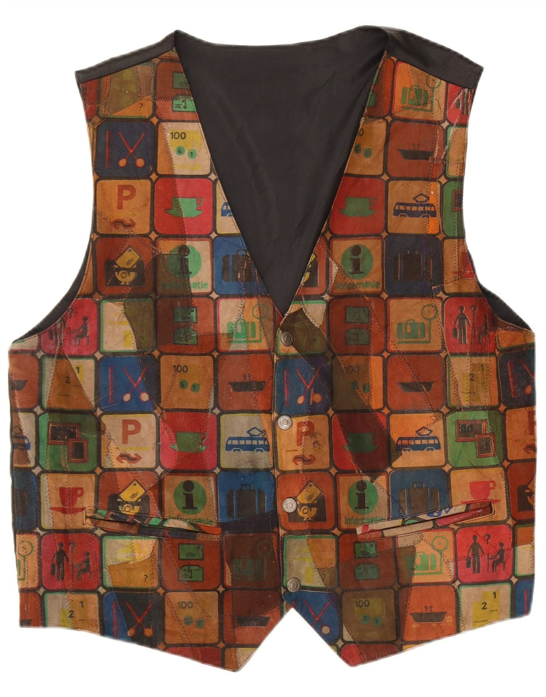C & A Gilet pentru bărbați din piele intoarsa mare, multicoloră, mozaic