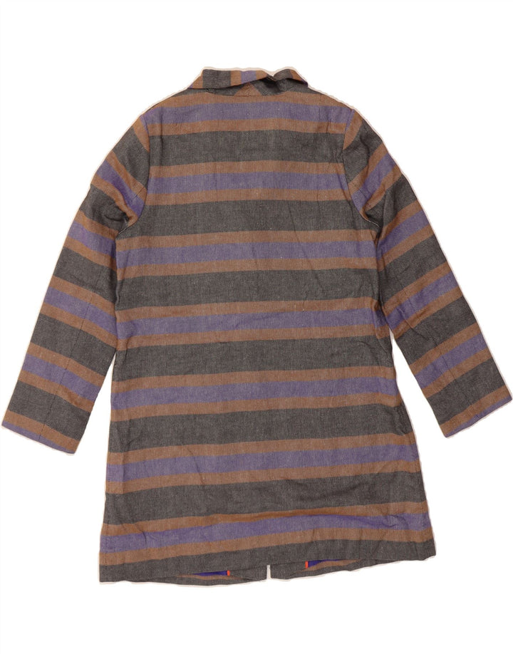 BODEN Womens Oversized Overcoat UK 10 Small Grey Striped Cotton Vintage Boden and Second-Hand Boden from Messina Hembry 