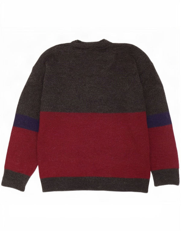 Pulover vintage pentru bărbați cu gât roșu, mare, multicolor