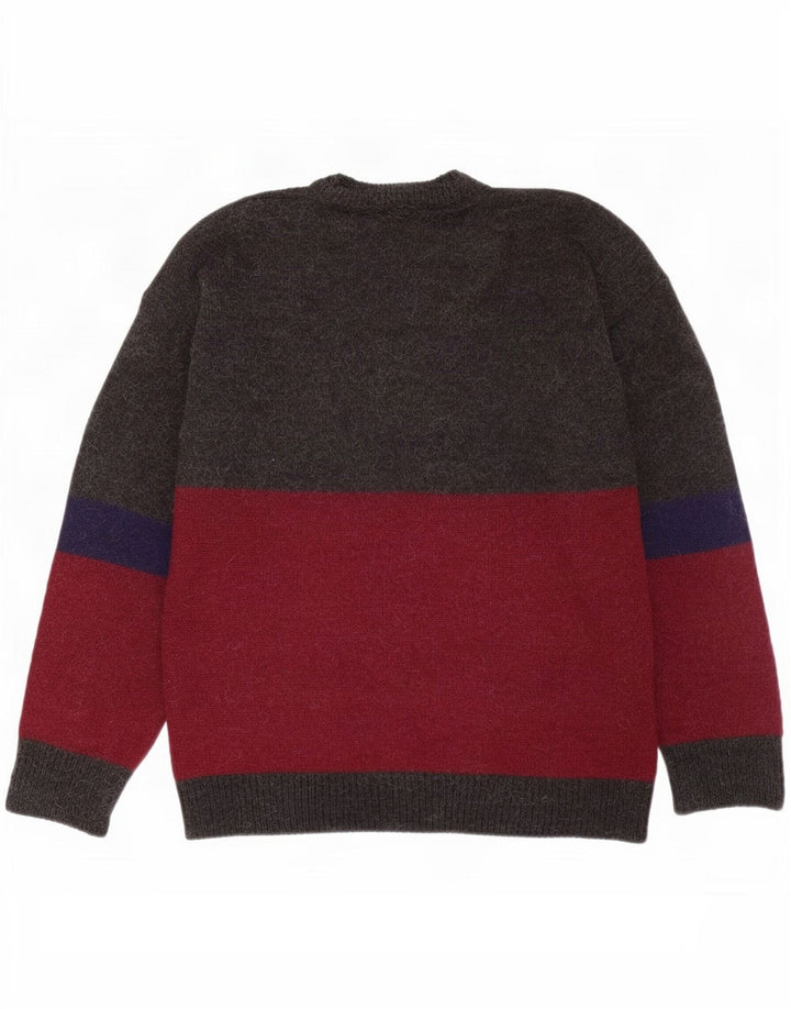 Pulover vintage pentru bărbați cu gât roșu, mare, multicolor