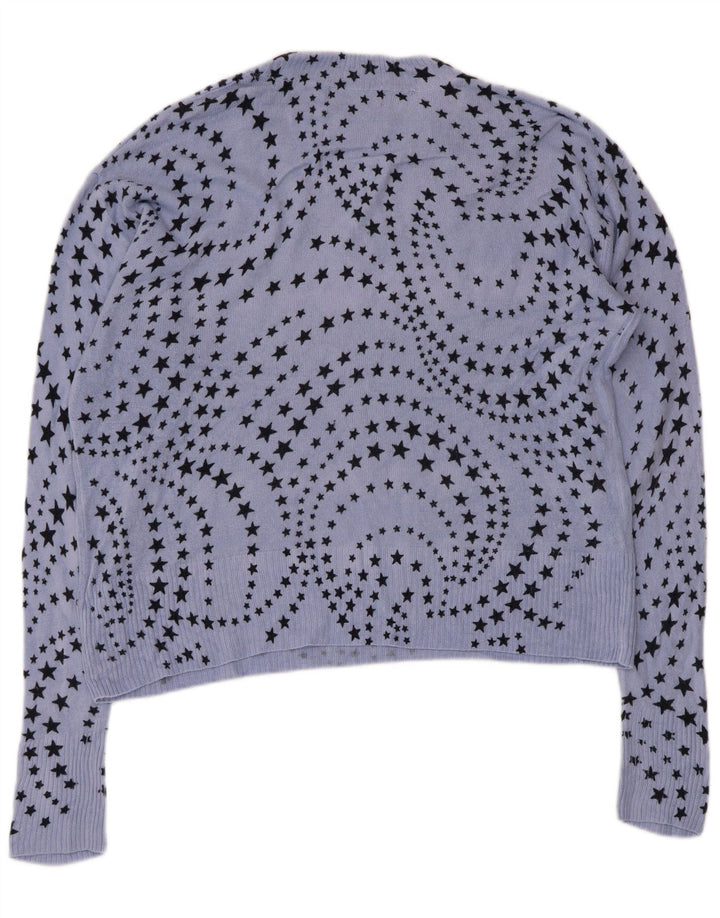 Pulover cu decolteu în V pentru femei Marks & Spencer UK 14 mare albastru geometric