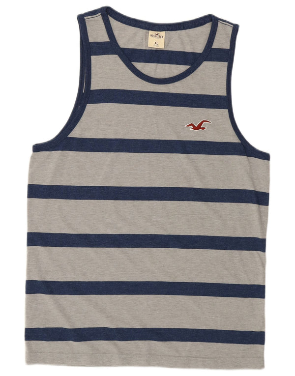 Vest Hollister pentru bărbați, XL, bumbac cu dungi gri