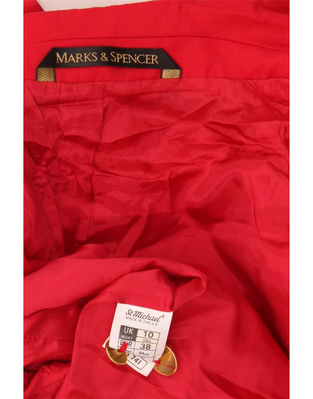 Marks & Spencer jachetă pentru femei la dublu piept, UK 10, lână roșie mică