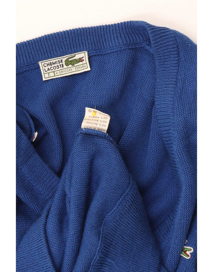 Pulover pentru bărbați Lacoste cu decolteu în V, albastru mediu acrilic