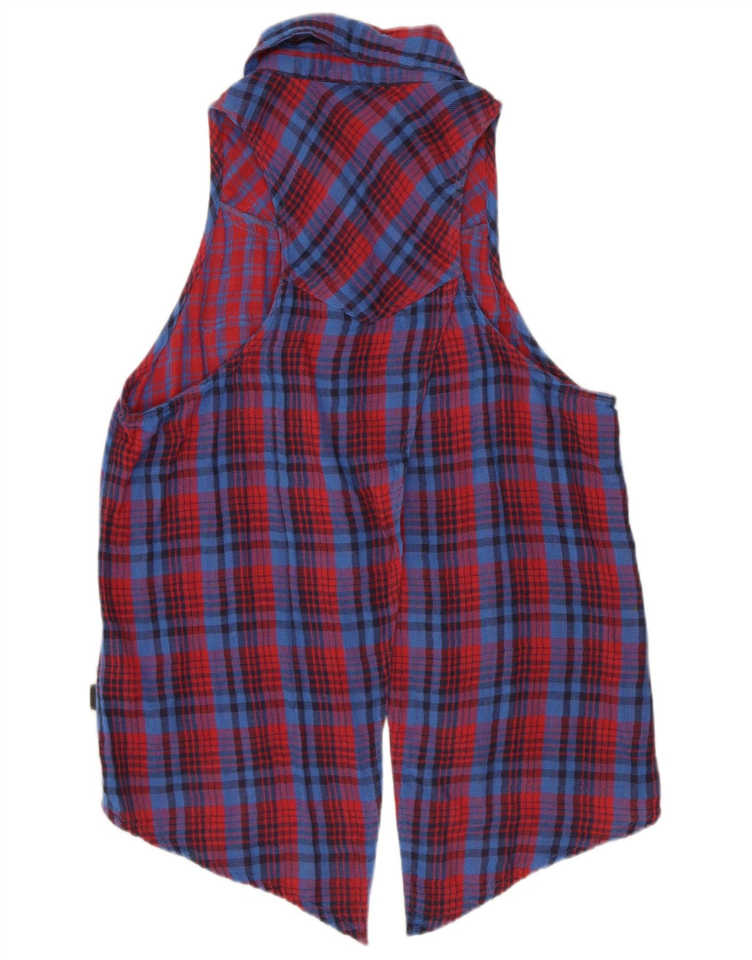 Bluză cămașă fără mâneci pentru femei Vans UK 12, bumbac cu carouri roșii medii