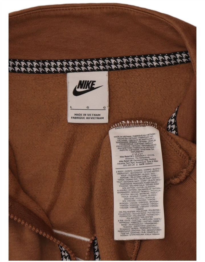 Pulover supradimensionat cu grafic Nike pentru femei UK 16 Bumbac maro mare
