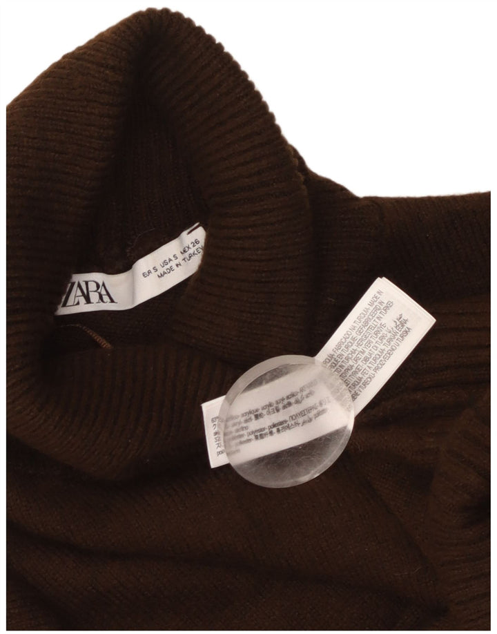 Pulover oversize cu gât rulat Zara pentru femei UK 10 mic maro