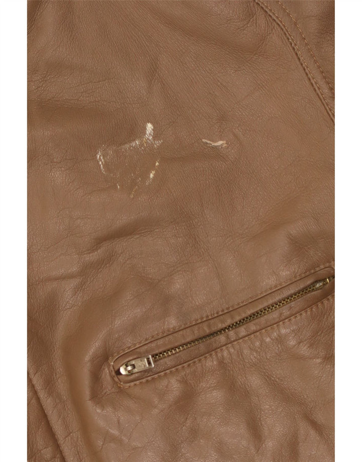 Jachetă de piele vintage pentru bărbați IT 50 din piele maro mare