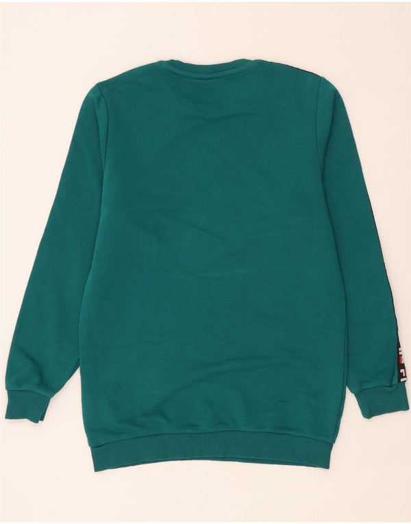 Hanorac grafic pentru bărbați Fila Pulover verde mediu bumbac color bloc
