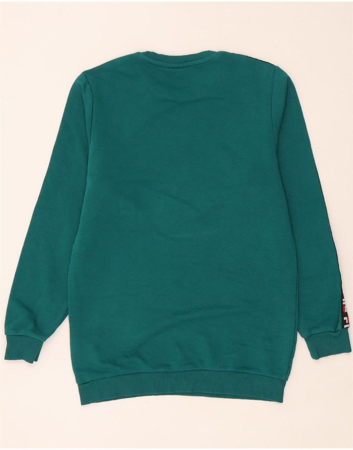 Hanorac grafic pentru bărbați Fila Pulover verde mediu bumbac color bloc