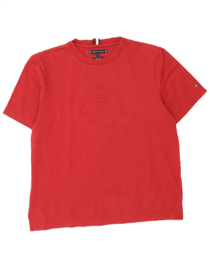 Tricou cu grafic Tommy Hilfiger pentru bărbați, cu croiala normală, din bumbac roșu mediu
