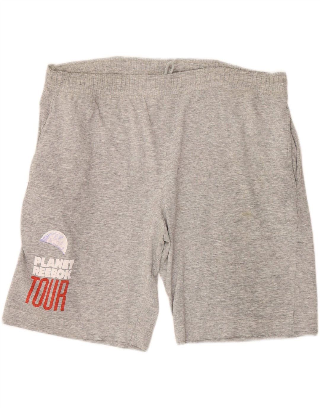 REEBOK Mens Graphic Sport Shorts 2XL Grey Cotton Vintage Reebok and Second-Hand Reebok from Messina Hembry 