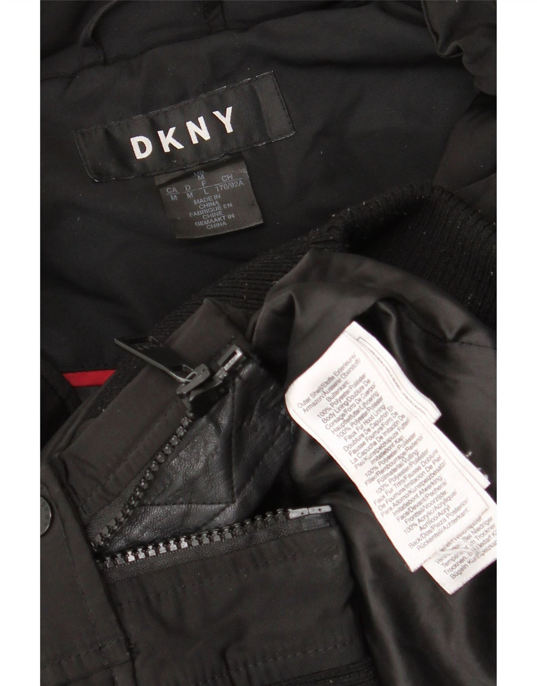 Dkny Bomber Jacket pentru femei UK 14 Poliester mediu negru
