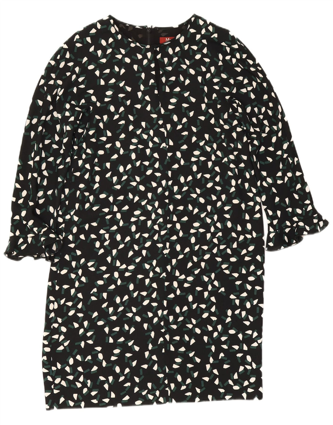 Max Mara Femei Rochie mâneci 3/4 Shift UK 8 Mic Negru Geometric Poliester