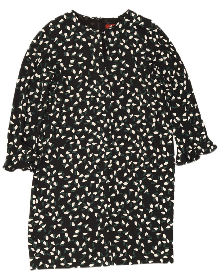 Max Mara Femei Rochie mâneci 3/4 Shift UK 8 Mic Negru Geometric Poliester