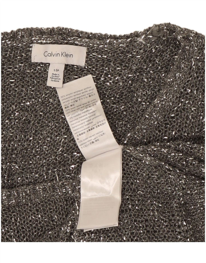 Pulover Calvin Klein pentru femei cu gâtul cu barca UK 10 Mic Gri Modern