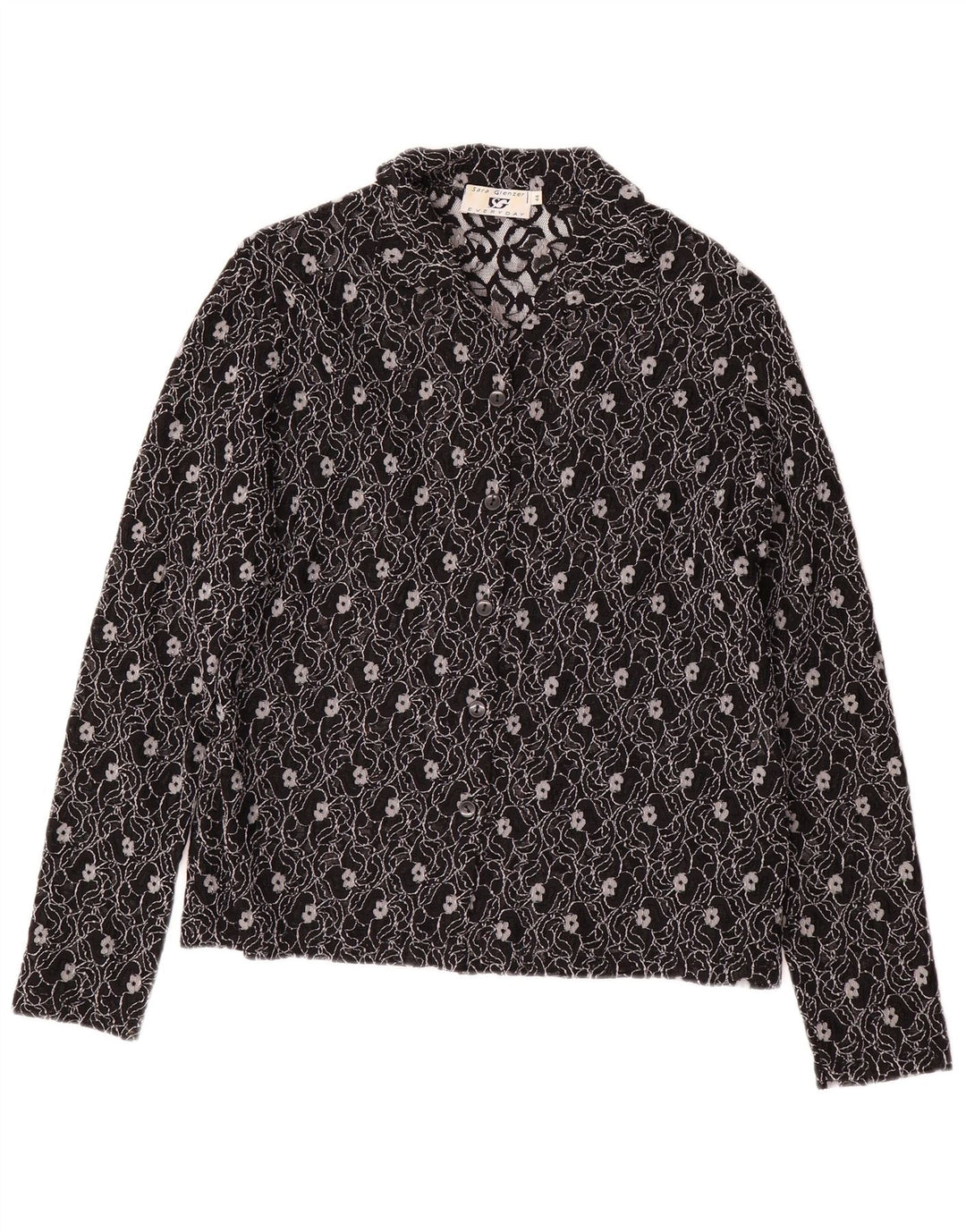 SARA GLENZER Bluză cămașă pentru femei IT 44 Medium Black Floral