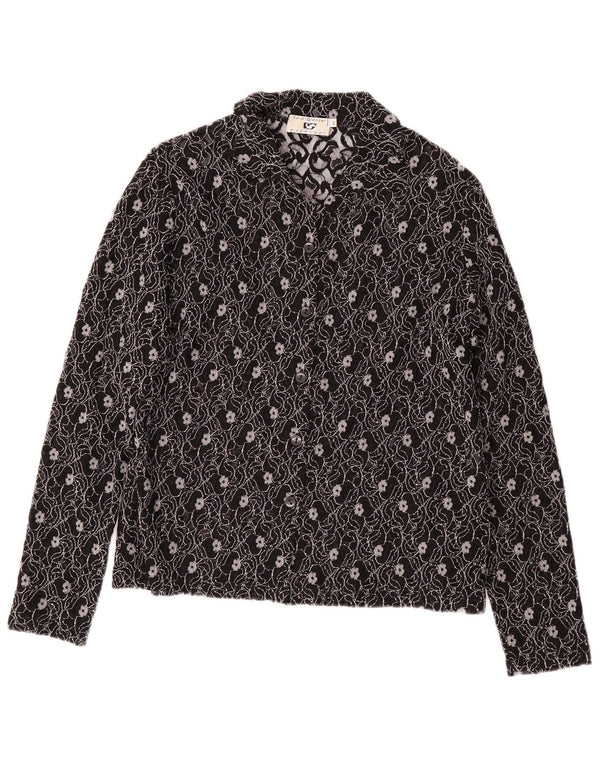 SARA GLENZER Bluză cămașă pentru femei IT 44 Medium Black Floral