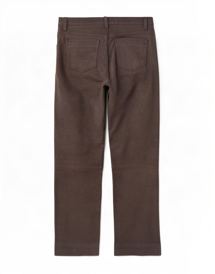 Pantaloni drepți din piele vintage pentru bărbați W34 L32 maro