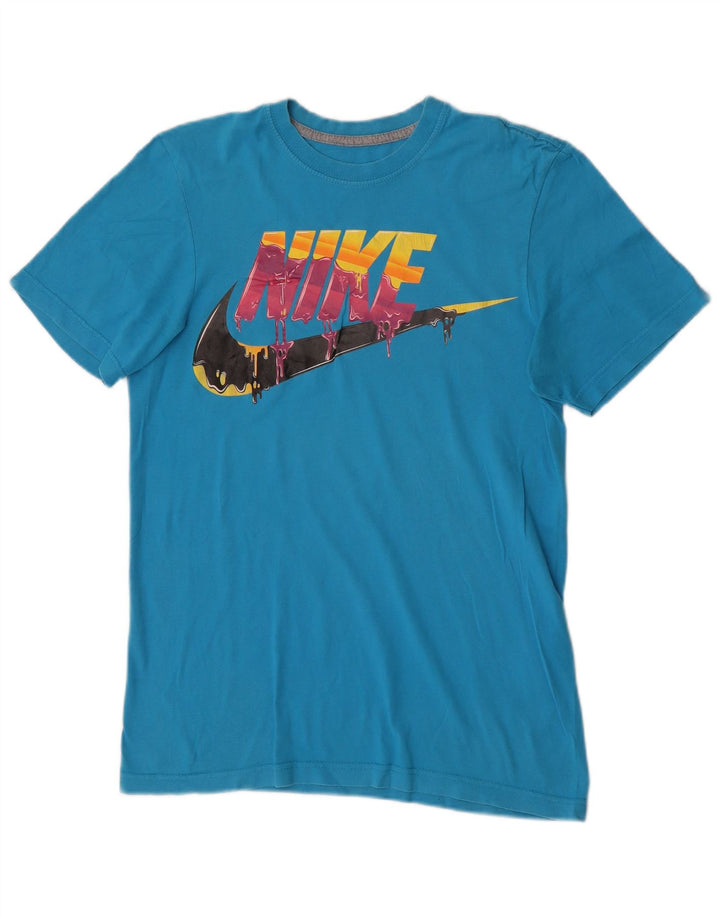 Tricou grafic pentru bărbați Nike Regular Fit Top mic, albastru, bumbac