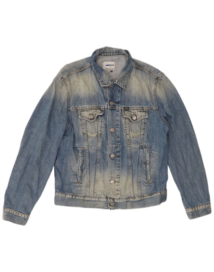 Jachetă pentru bărbați GAS Acid Wash denim UK 40, mare, albastru, bumbac