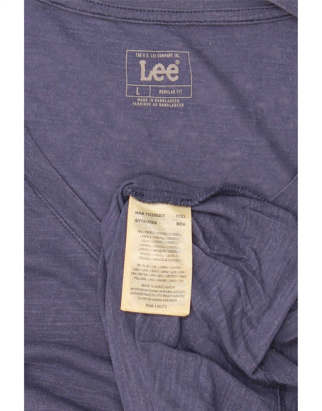 Tricou Lee pentru femei cu croiala normală Top UK 16 Large Blue Lyocell