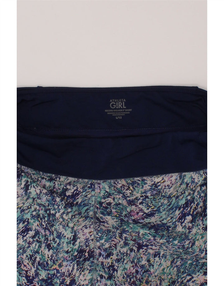 Pantaloni scurti sport pentru fete Athleta cu model abstract 11-12 ani mari bleumarin