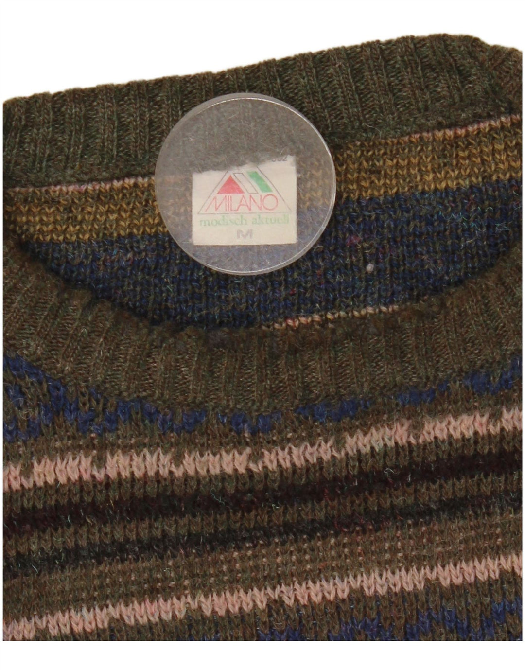 Pulover Vintage pentru bărbați cu gât roșu, mijlociu, multicolor, Fair Isle