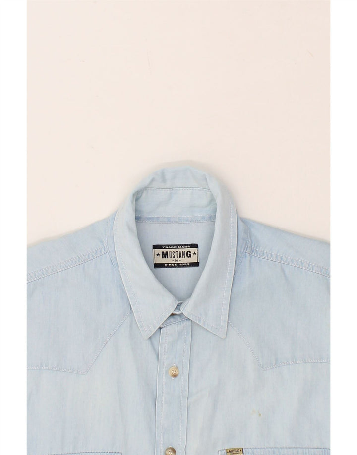 MUSTANG Mens Short Sleeve Shirt Medium Blue Vintage Mustang and Second-Hand Mustang from Messina Hembry 