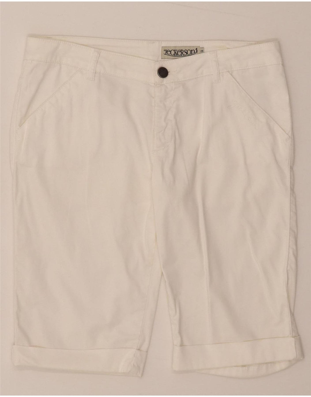 Pantaloni scurți casual pentru femei Jeckerson W29 bumbac alb mediu
