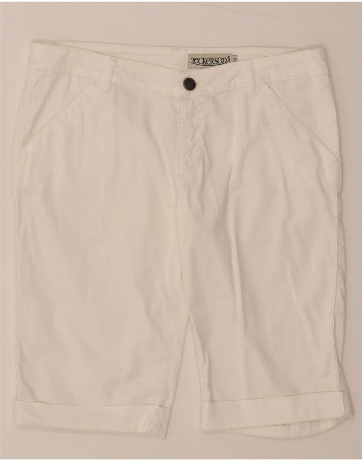 Pantaloni scurți casual pentru femei Jeckerson W29 bumbac alb mediu
