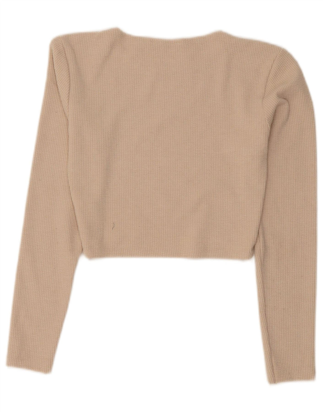 Crop Top pentru femei Zara cu mânecă lungă UK 12 Medium Bej Poliester