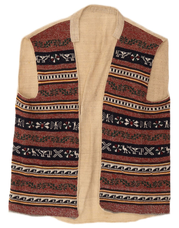 Gilet deschis pentru bărbați vintage UK 38 Medium Burgundy Geometric