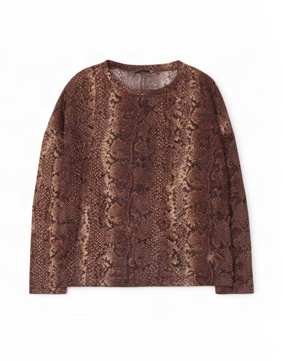 Top femei Zara cu mâneci 3/4 UK 14 Maro Mediu Animal Print