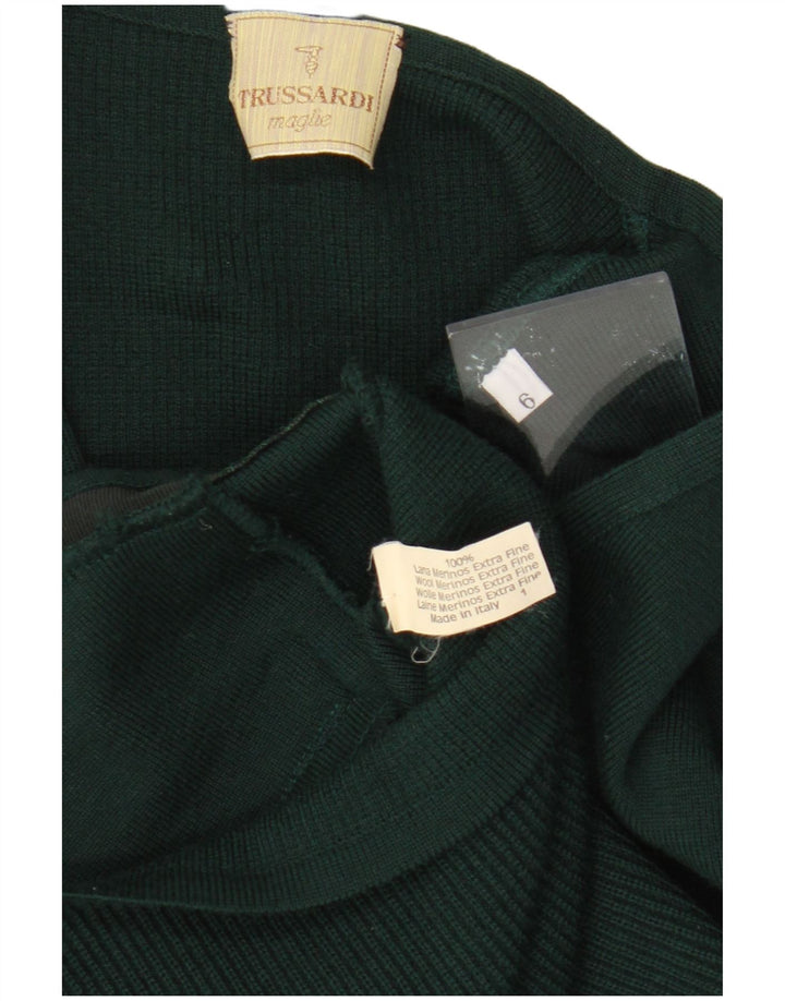 Pulover cardigan fără mâneci pentru bărbați Trussardi US 6, lână merino verde medie
