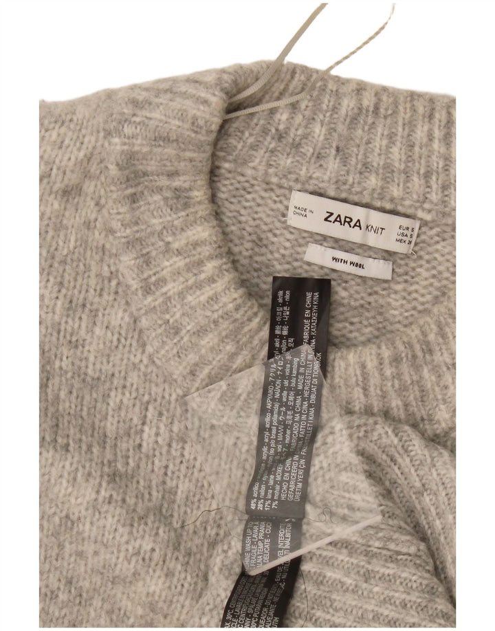 Pulover supradimensionat pentru femei Zara, cu decolteu rotund, UK 10, mic, gri pete