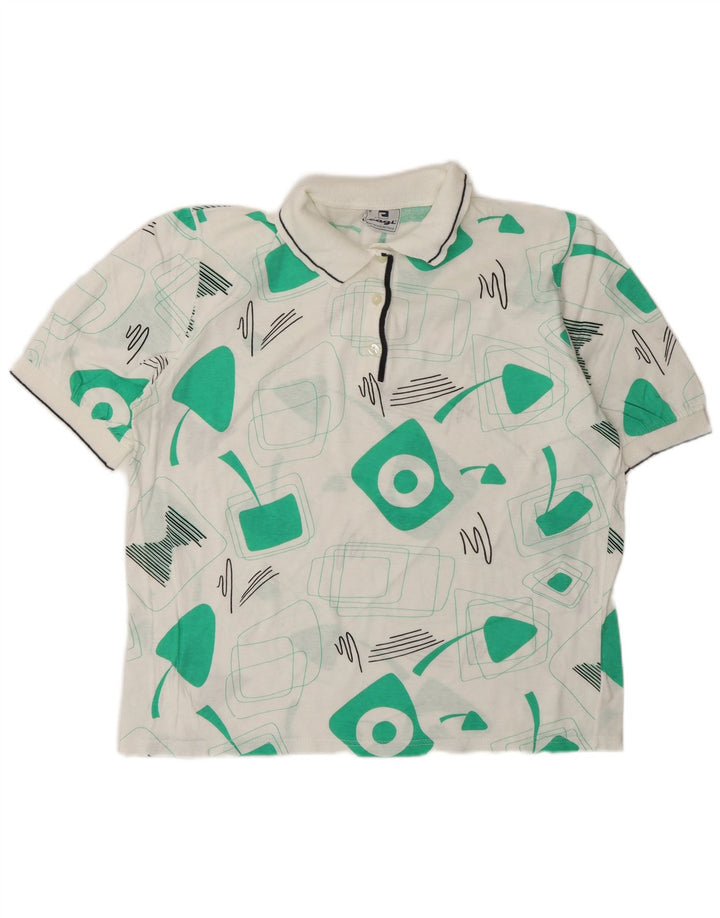 Tricou polo supradimensionat pentru femei Cagi US 4 Small White Geometric