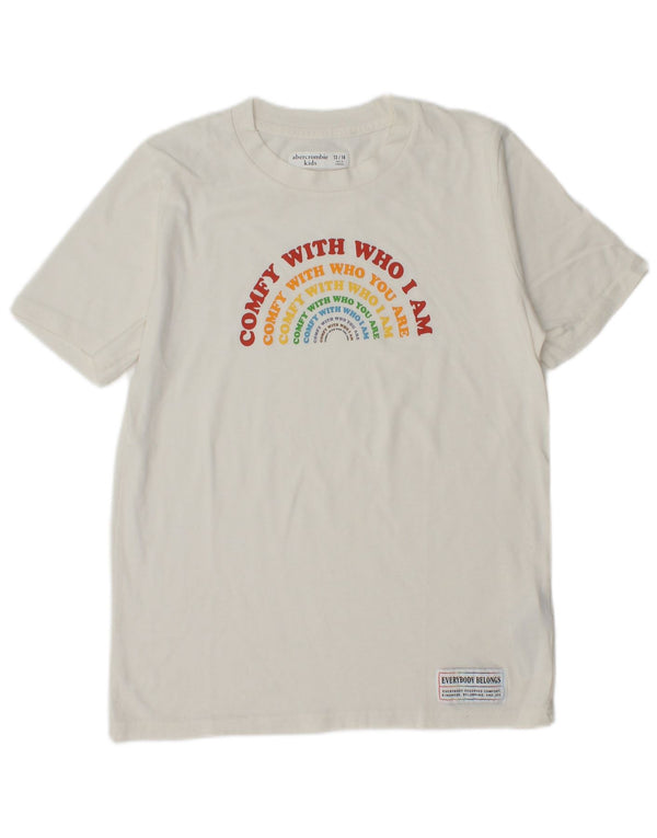 Tricou grafic Abercrombie & Fitch pentru baieti Top 13-14 ani bumbac alb