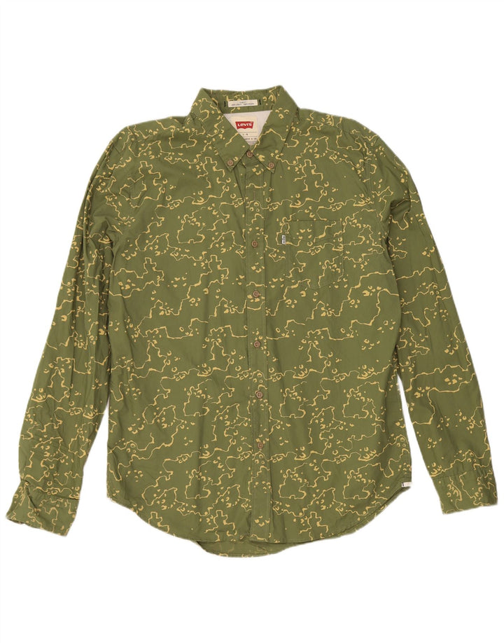 Cămașă Levi's Slim Fit pentru bărbați, bumbac camuflaj verde mare
