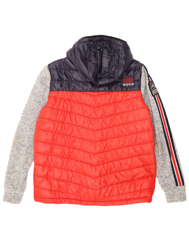 SUPERDRY Jachetă căptușită cu glugă pentru bărbați UK 44 2XL Poliester color bloc roșu