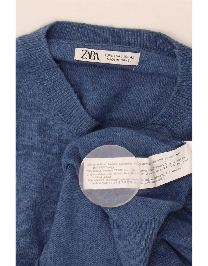Pulover pentru bărbați Zara, cu decolteu, mare, albastru, poliamidă