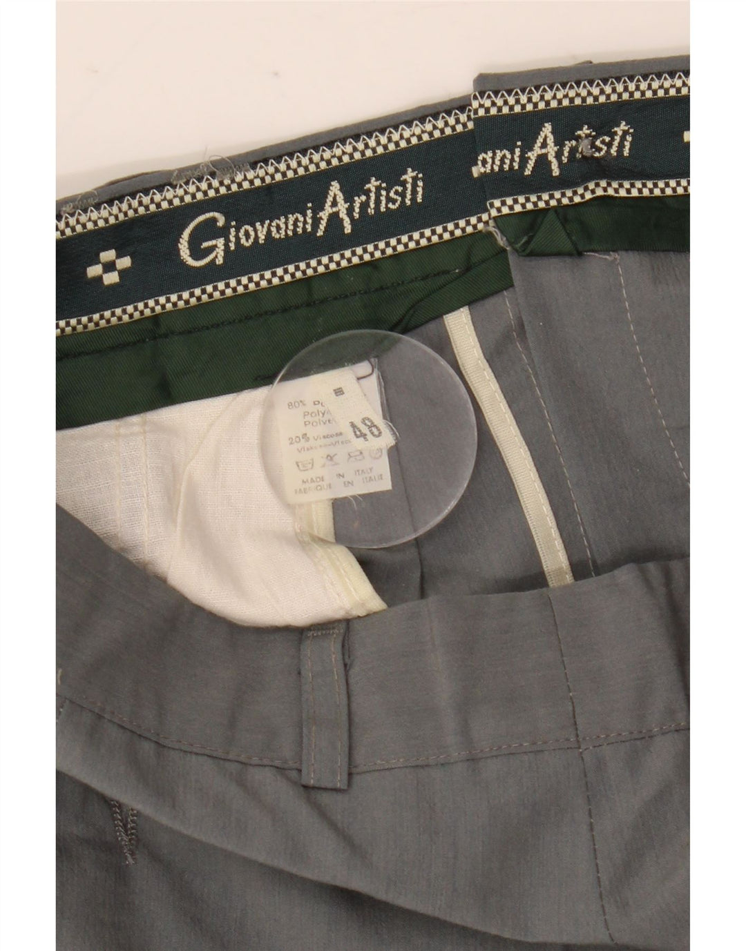 Pantaloni chino vintage pentru bărbați IT 48 Medium W32 L32 Gri Poliester