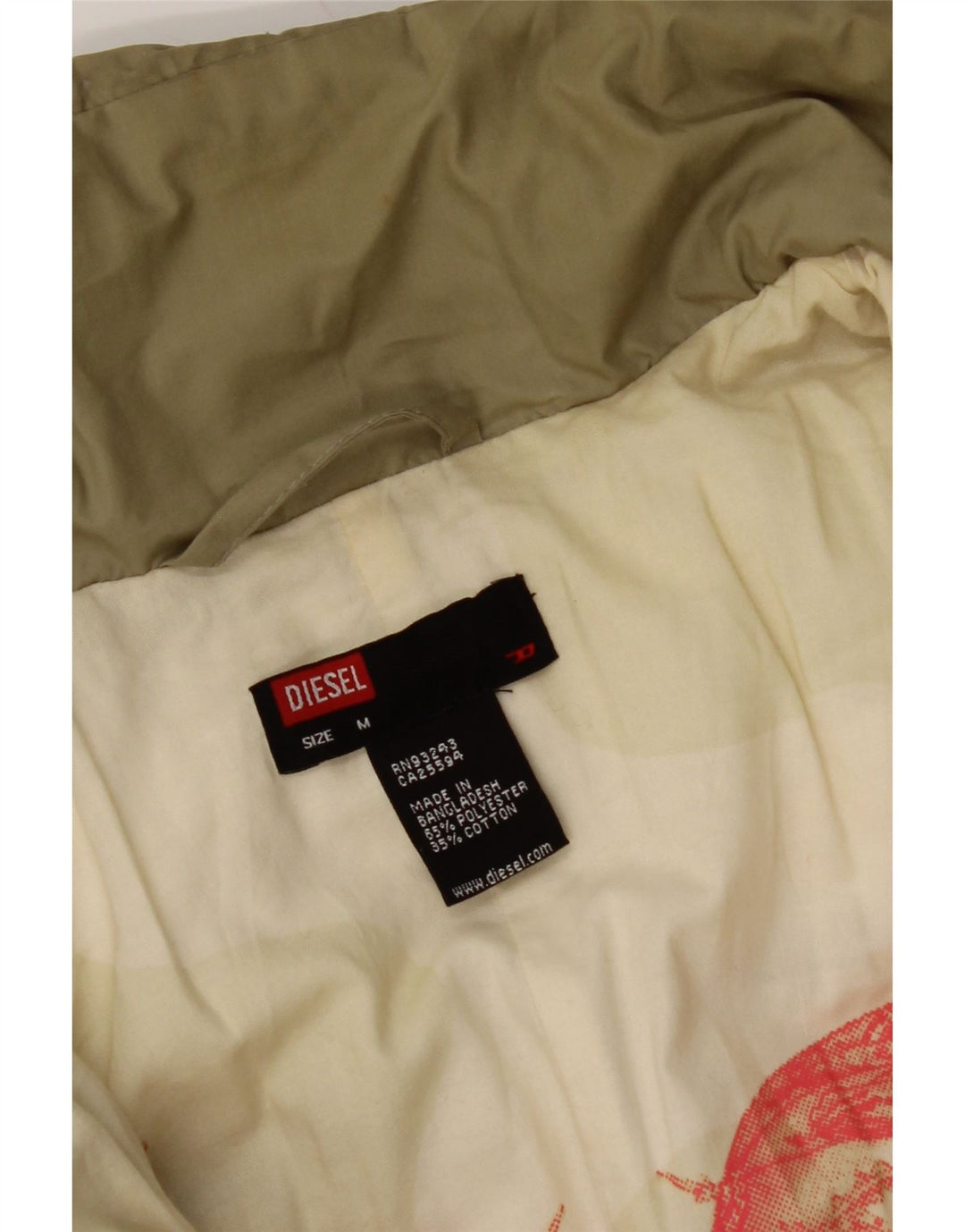 DIESEL Jachetă căptușită pentru femei UK 14 Medium Kaki Poliester