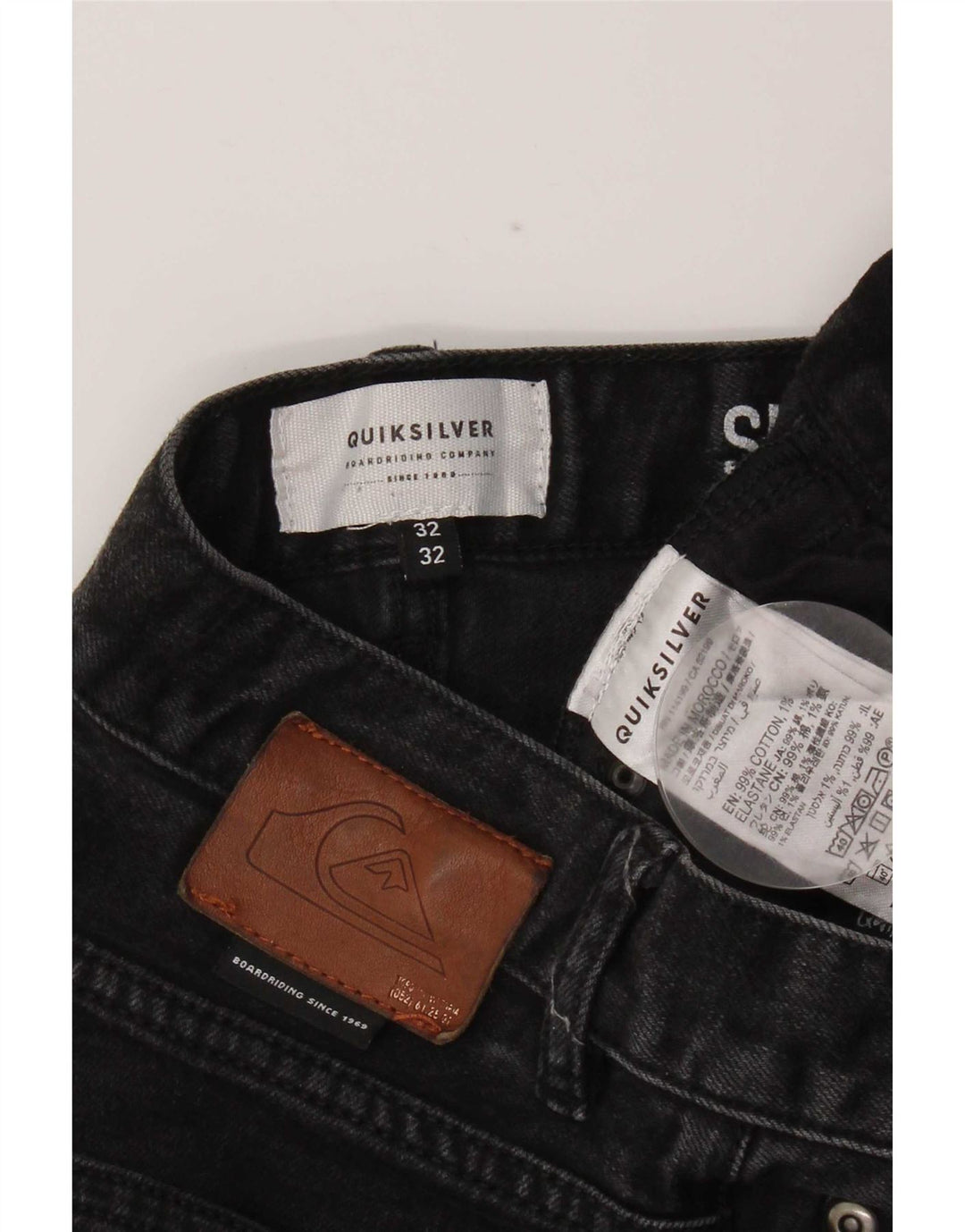Blugi slim pentru bărbați Quiksilver W32 L32 bumbac negru