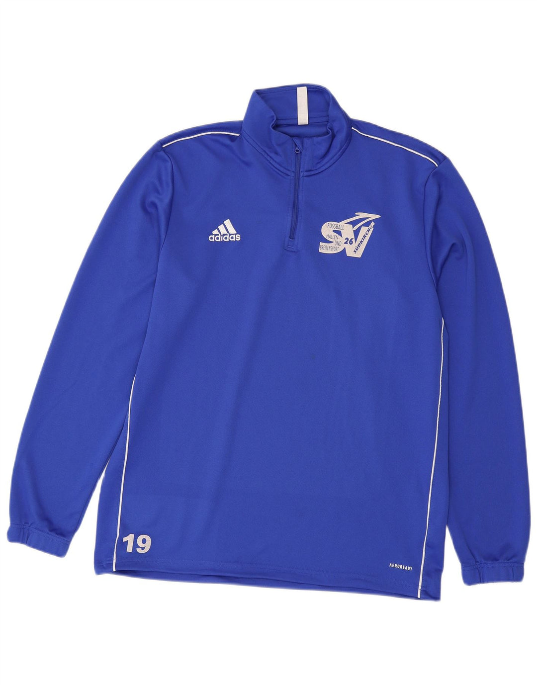 Top de trening ADIDAS Aeroready Graphic cu fermoar și gât, XL, albastru