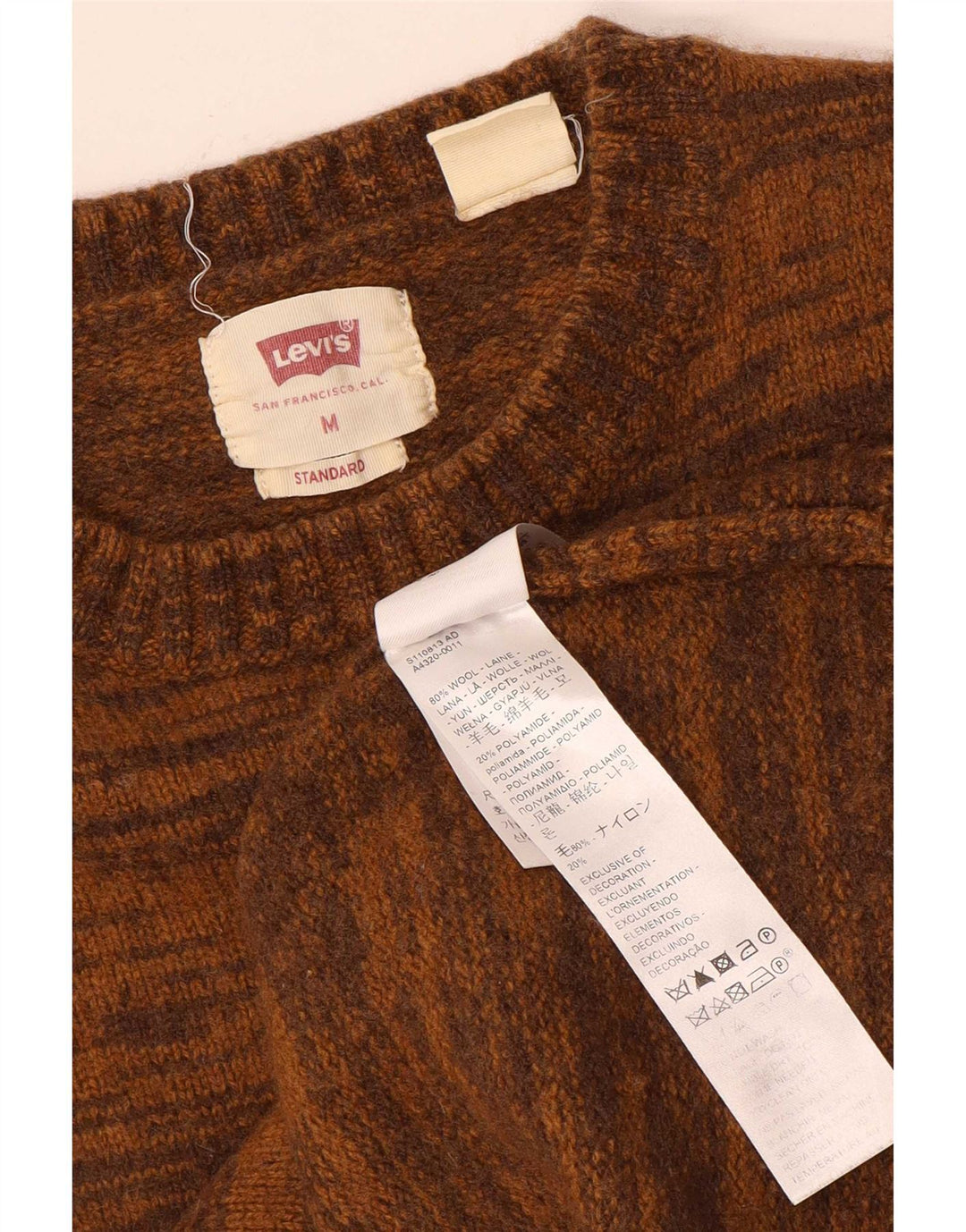Pulover Levi's pentru damă, cu gât turnut, UK 12, lână cu pete maro mediu