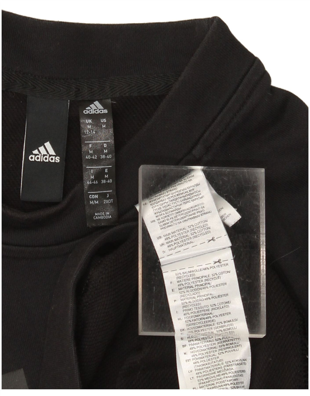 ADIDAS Pulover cu grafic pentru femei UK 12/14 Bumbac mediu negru