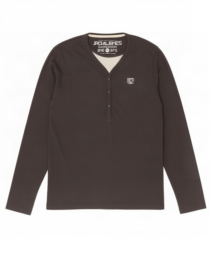 Jack & Jones Top pentru bărbați cu mânecă lungă, gri mediu