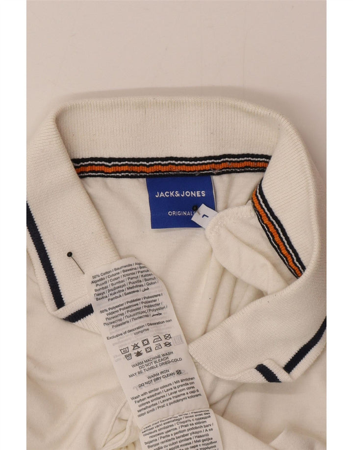 Tricou polo Jack & Jones pentru bărbați, mare, alb, din bumbac